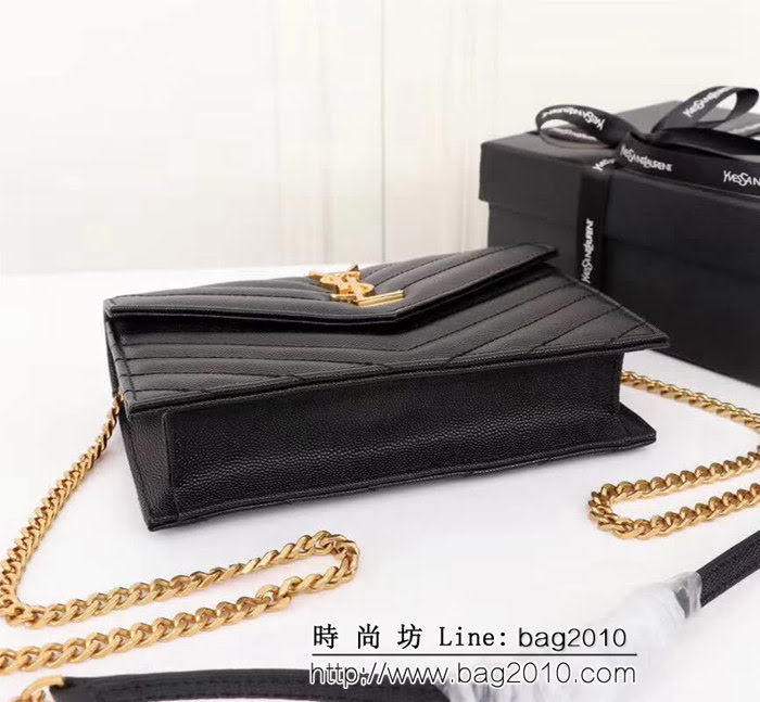 YSL聖羅蘭 專櫃最新V紋皮 金色五金扣 可拆卸鏈條 小挎包 27720 YAS1269